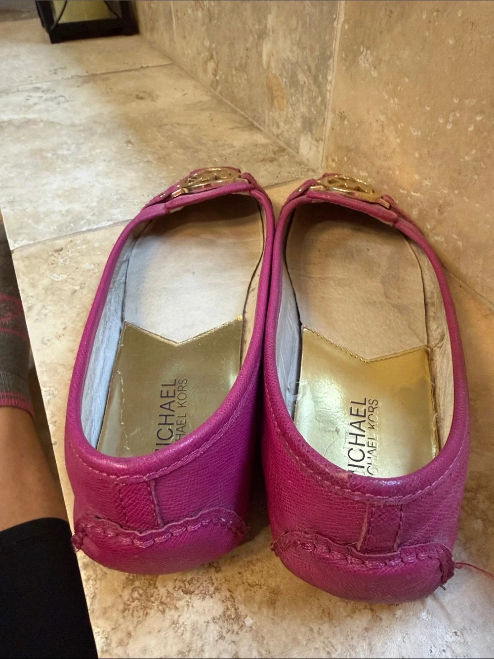 Michael Kors Hot Pink MK Logo Leather Ballet Flats
